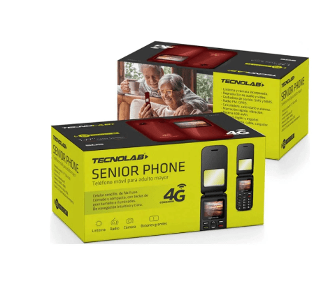 Teléfono Senior Tecnolab 4g Adulto Mayor Almej Azul, Rojo Tl456