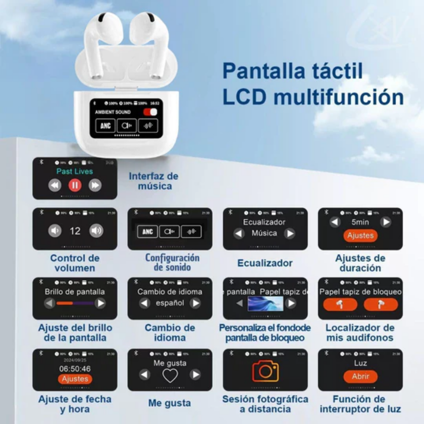 Navidad 2024 Audifonos Pro Bluetooth Pantalla Táctil