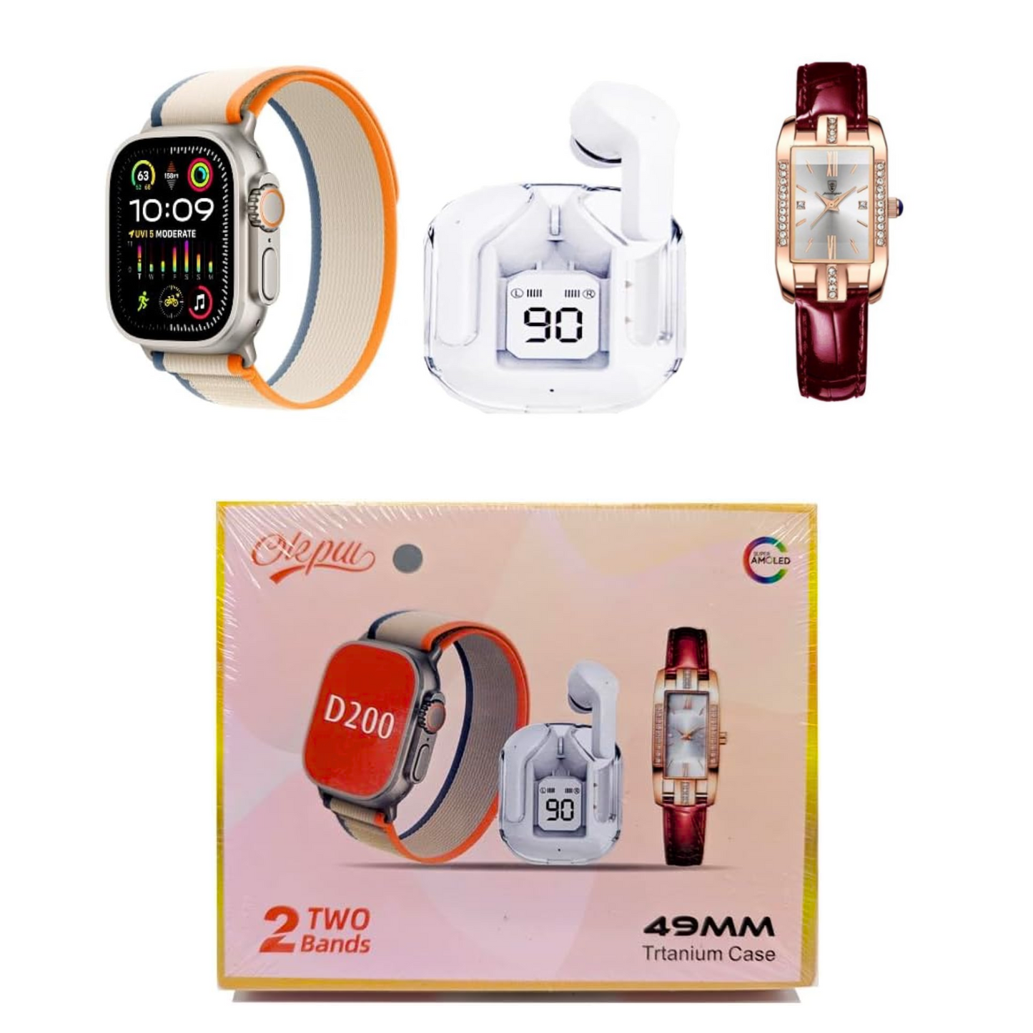 Navidad 2024 Reloj Kit SmartWatch+Reloj Analógico+Audífonos